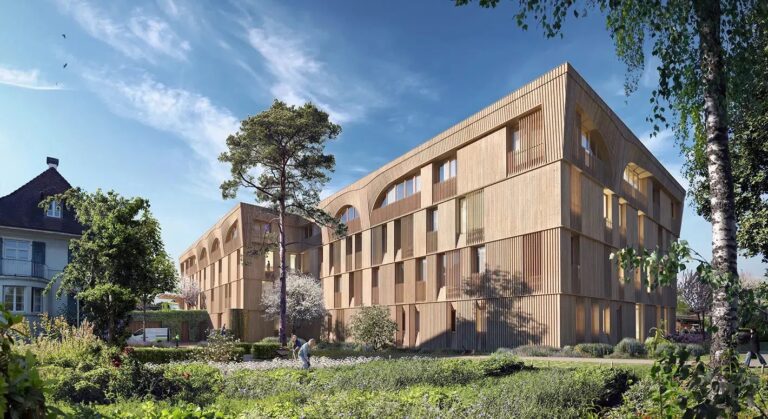 In Arlesheim wordt het eerste houten ziekenhuis van Europa gebouwd